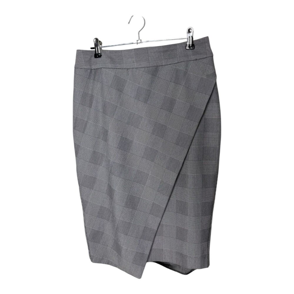 Express Gray Glen Plaid Asymmetric Wrap Pencil Skirt - Size 6